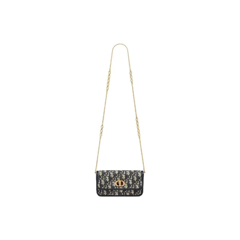 DIOR Miss Caro Cotton Shoulder Bag Trumpets Women's Blue-2