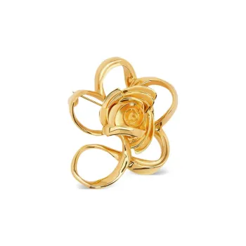 Oscar De La Renta Geometric Rose Brooch