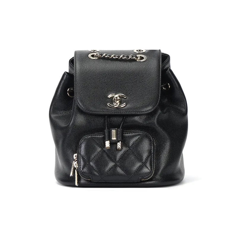 CHANEL Cow Leather Backpack Trumpets Women's Black-0