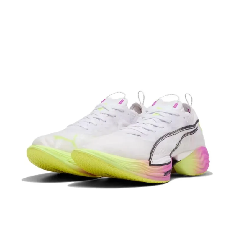 PUMA Fast R Nitro Elite 2 Slip Resistant Impact Resistant Lightweight Low Top Running Shoes Men's White Yellow-2