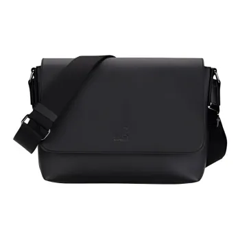 KANGOL Synthetic Leather Crossbody Bag Medium Size Unisex Black