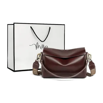 MILLIE'S Cow Leather Handbag, Shoulder Bag, Crossbody Bag Regular Women's Wine Coffee/Black