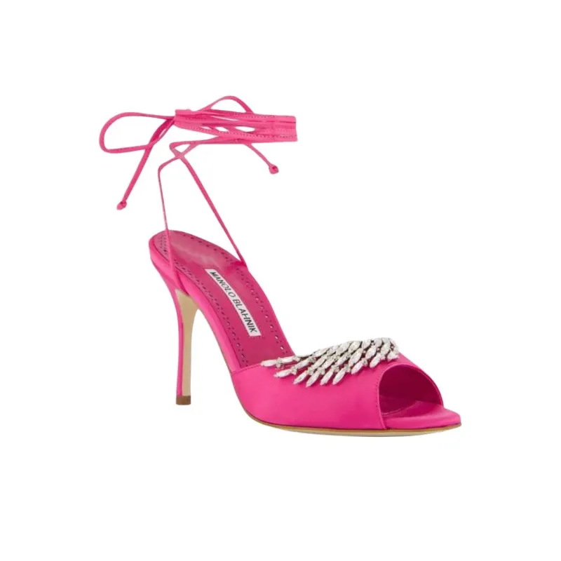 MANOLO BLAHNIK Plumena Strap Sandals 9cm Women's Pink-2