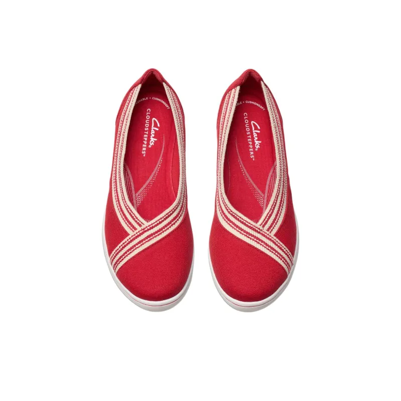 Clarks Breeze Sky Air Casual Single Shoes 4cm Women's Red-3