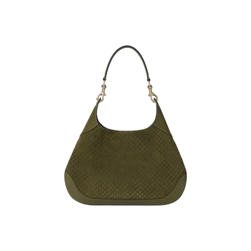 GUCCI Suede Crossbody Bag Shoulder Bag Small Size Women's Dark Green-3