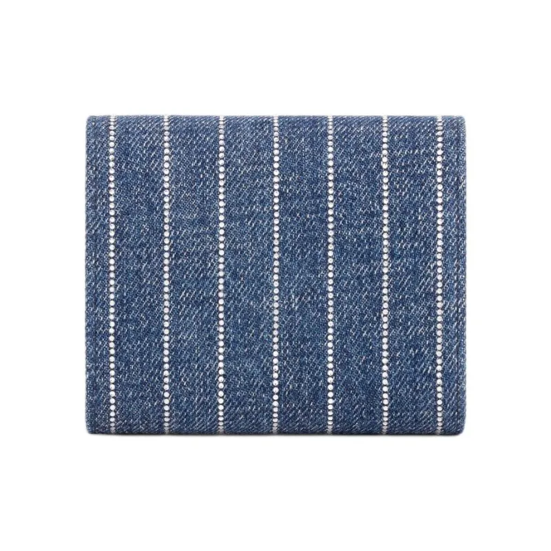 CELINE Triomphe Denim Wallet Small Size Unisex Blue-2