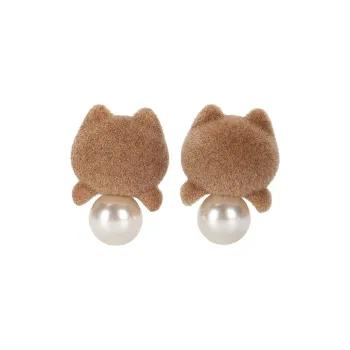 The British Museum Artificial Pearl Stud Earrings Women's Black, Beige