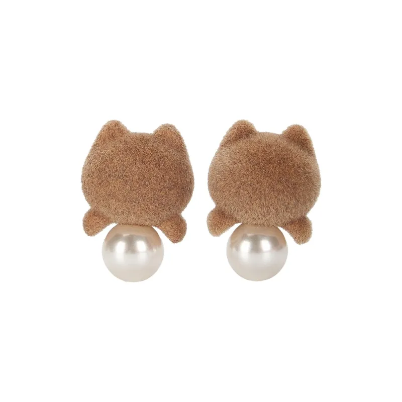 The British Museum Artificial Pearl Stud Earrings Women's Black, Beige-0