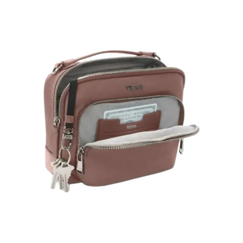 TUMI Voyageur Nylon Crossbody One Shoulder Handbags Women's Light Purple Red-1