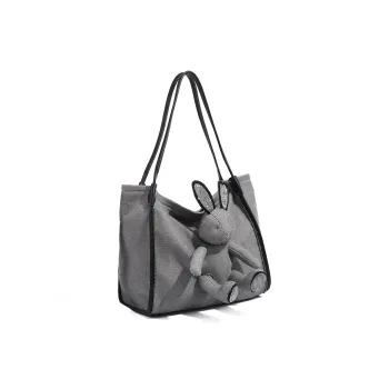 MISS GAIL Synthetic Leather Handbag Shoulder Bag Large Size Women's Gray