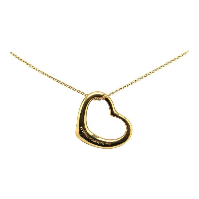 TIFFANY & CO. 2000 2024 Elsa Peretti 18K Yellow Gold Open Heart Pendant Necklace-0