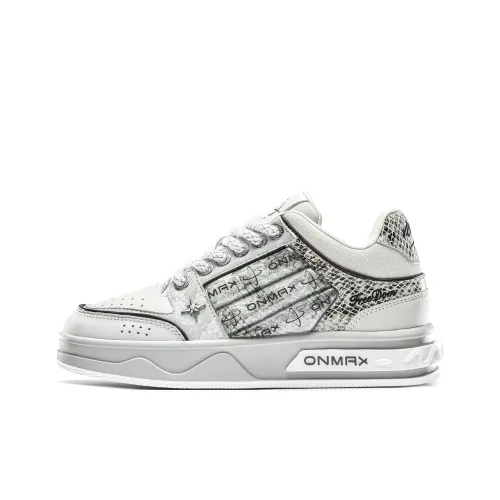 ON MAX Abrasion Resistant Height Increasing Slip Resistant Low Top Skateboard Shoes Unisex Silver White