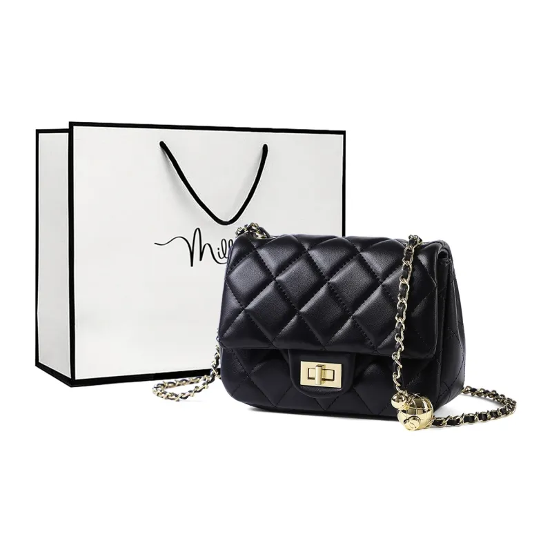 MILLIE'S Synthetic Leather Shoulder Bag Crossbody Bag Small Square Bag Regular Women's Black/Ecru-0