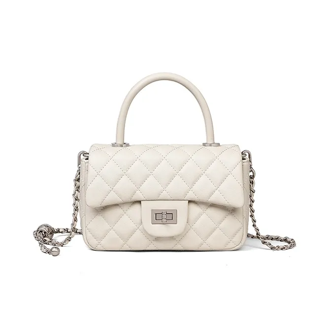 MILLIE'S Cow Leather With Synthetic Leather Handbag, Shoulder Bag, Crossbody Bag Regular Women's Ecru-3