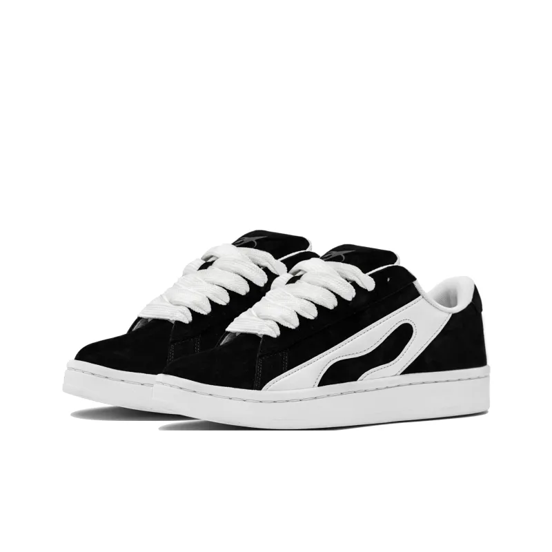 ABCDONGA Slip Resistant, Abrasion Resistant, Breathable Low Top Platform, Skateboard Shoes Unisex Black White-2