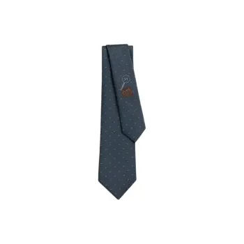 HERMES Mulberry Silk Ties Men's Charcoal Gray/Gray