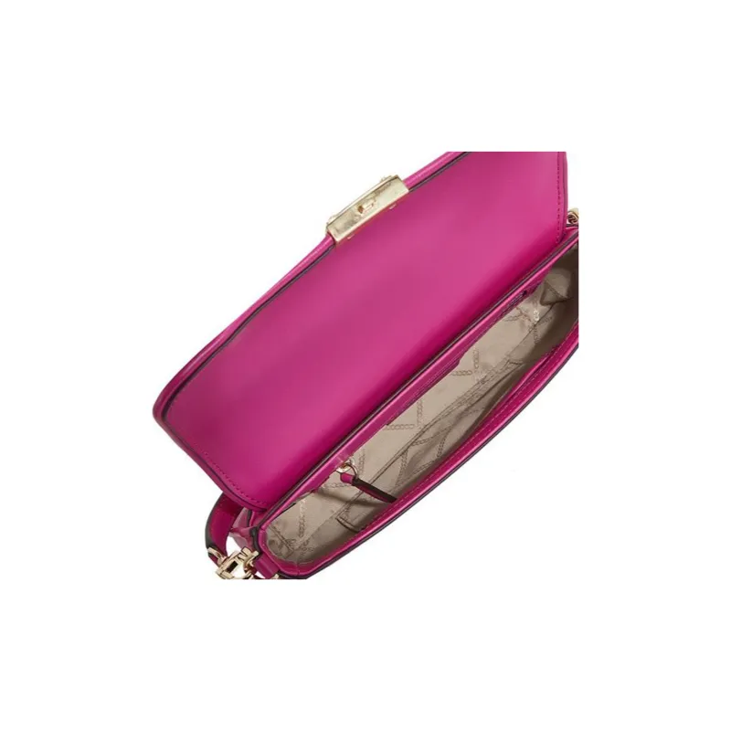 MICHAEL KORS Bradshaw Cow Split Leather Crossbody Handbag Shoulder Bag Small Size Women's Wild Berry-4