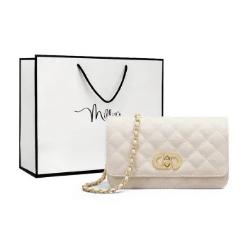 MILLIE'S Cow Leather Patchwork Synthetic Leather Shoulder Bag Crossbody Bag Regular Women's White/Black