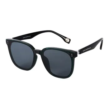 FAIRWHALE TR90 Plate Frame Round Sunglasses Unisex Black/Jasper Frame