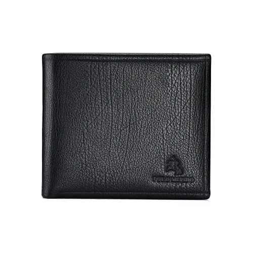 POLOMEISDO Top Grain Cow Leather Men's Wallet Men's Black Writing Greeting Card And Printing Photos For Free