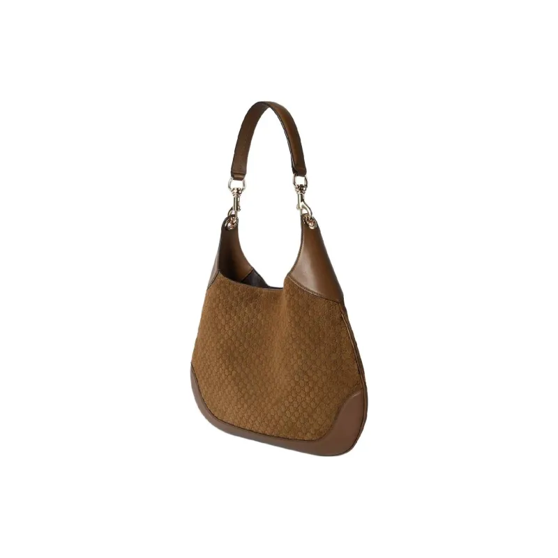 GUCCI Suede Material Crossbody Bag Shoulder Bag Small Size Women's Brown-1