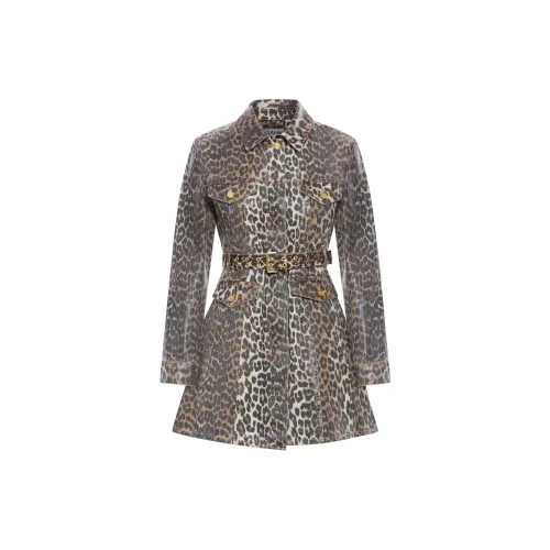 GANNI Leopard Printed Foil Denim Dress