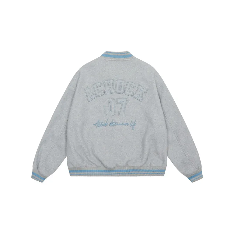 A Chock Baseball Jacket Unisex Gray-1