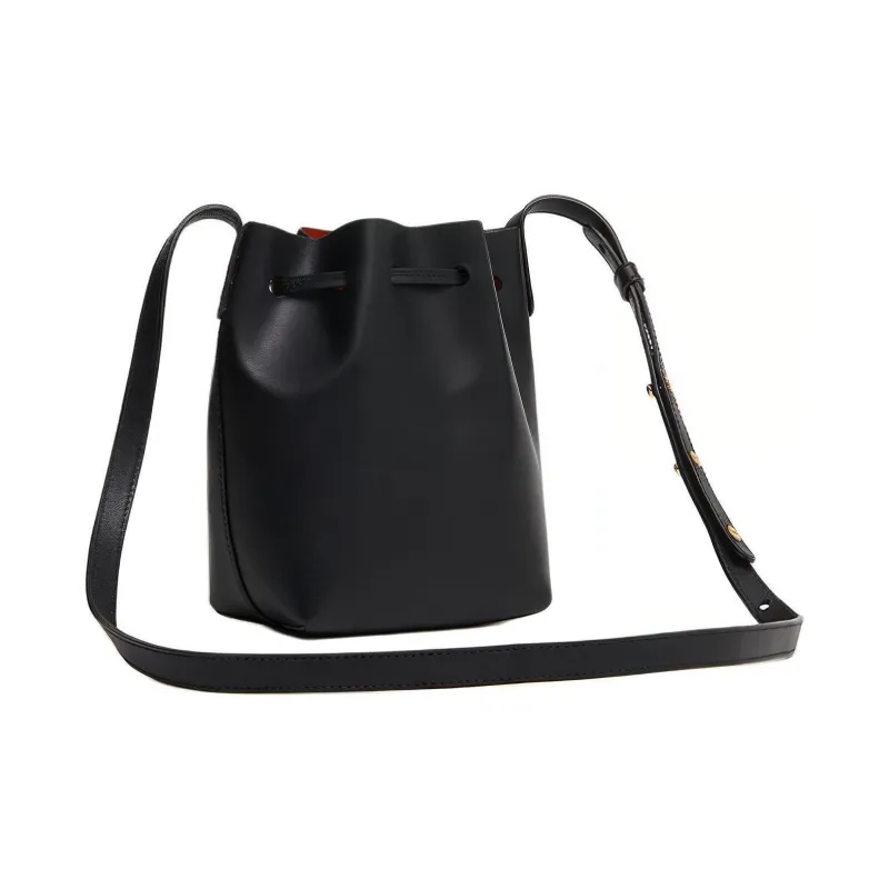 MANSUR GAVRIEL Plant Tanned Leather Bucket Bags Shoulder Bag Crossbody Bag Extra Mini Women's Black & Flame Red-2