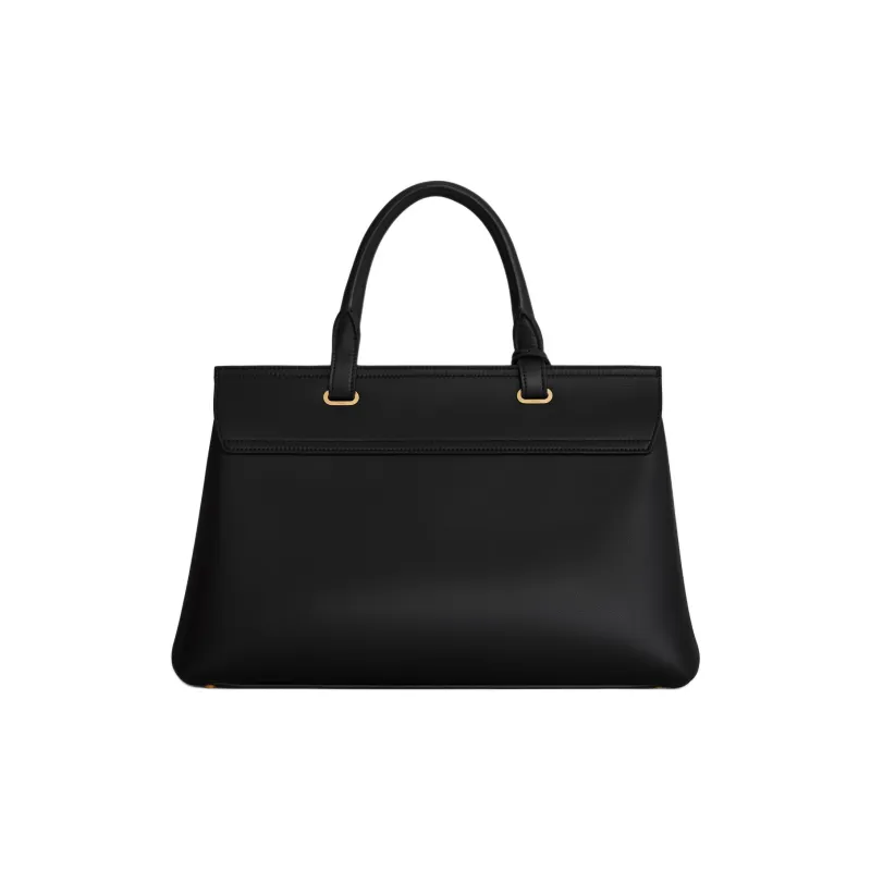 CELINE Cow Leather Handbag Medium Size Women's Black-2