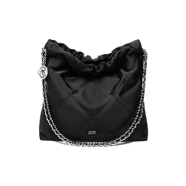 15 MINS Fabric Chain Bag Trash Bag Crossbody Bag Shoulder Bag Regular Women's Midnight Black-1