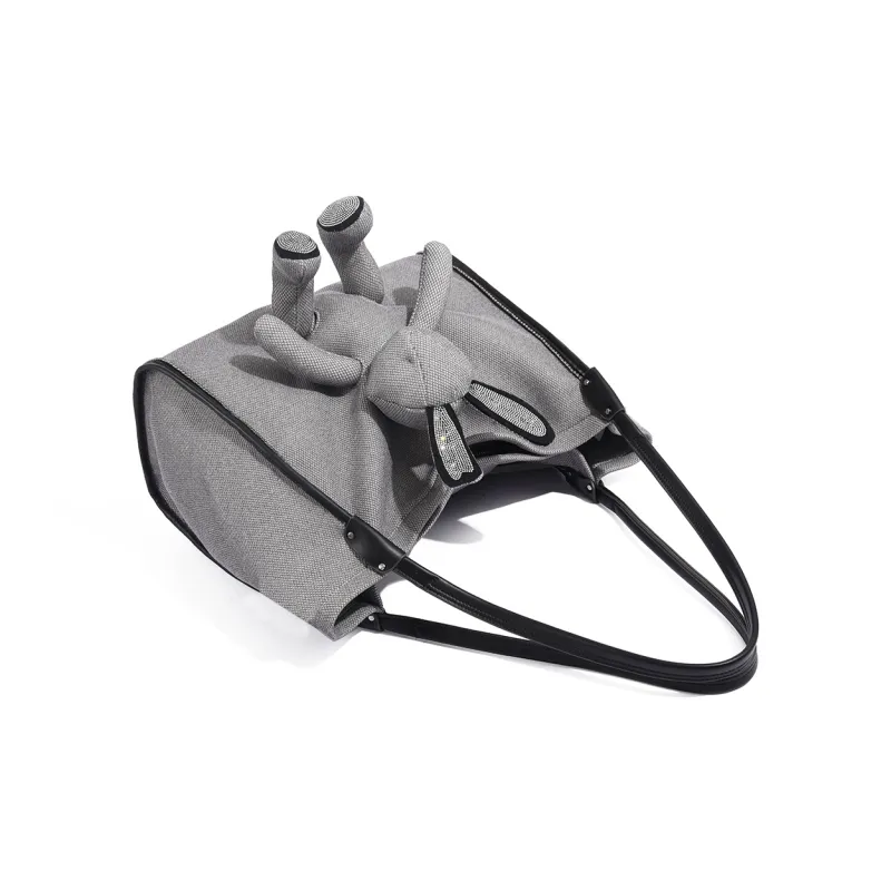 MISS GAIL Synthetic Leather Handbag Shoulder Bag Large Size Women's Gray-2