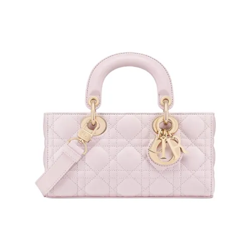 DIOR Lady D Joy Sheepskin One Shoulder Handbag Small Size Women's Rose Red