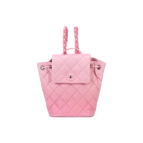 CHANEL Calfskin Backpack Women's Light Pink Red