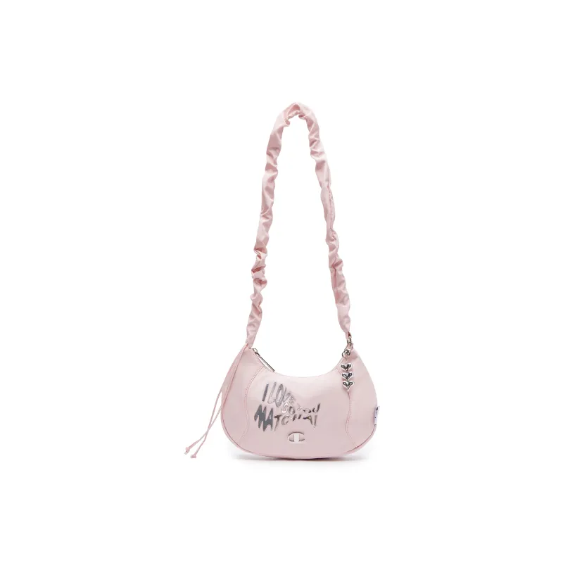 Champion Fabric Shoulder Bag Medium Size Unisex Light Blue Denim/Washed Pink-5
