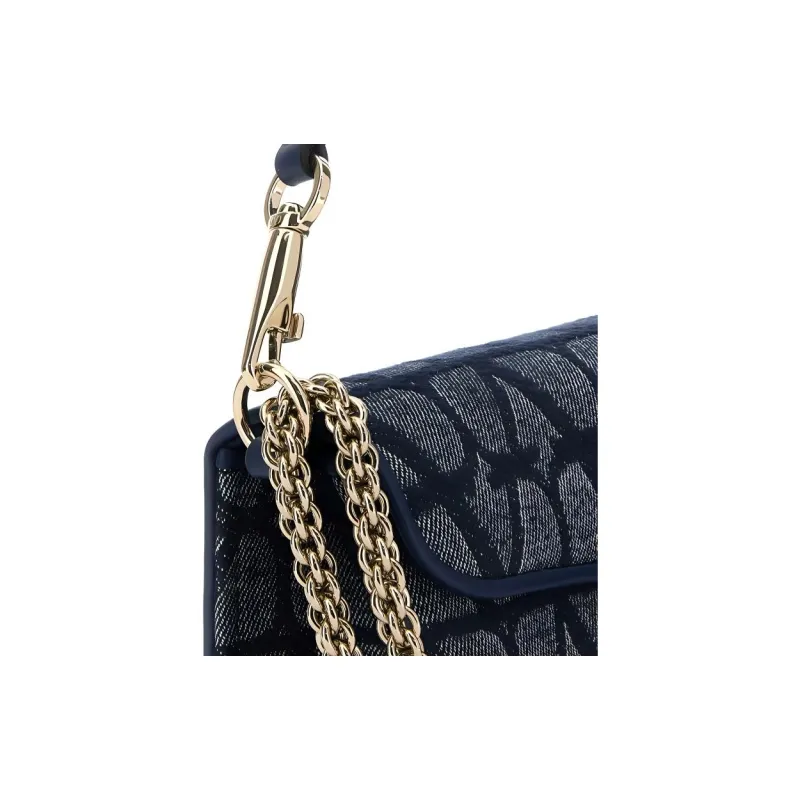 Valentino Vlogo Leather Shoulder Bag Crossbody Bag Handbag Women's Blue-3