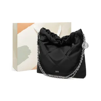 15 MINS Fabric Chain Bag Trash Bag Crossbody Bag Shoulder Bag Regular Women's Midnight Black