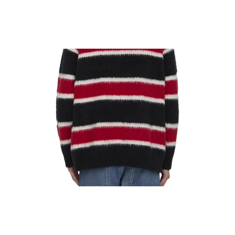 CELINE Oversized Crew Neck Sweater In Brushed Striped Cotton-5