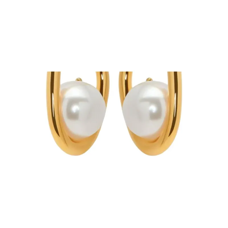Oscar De La Renta Embellished Hoop Earrings-1