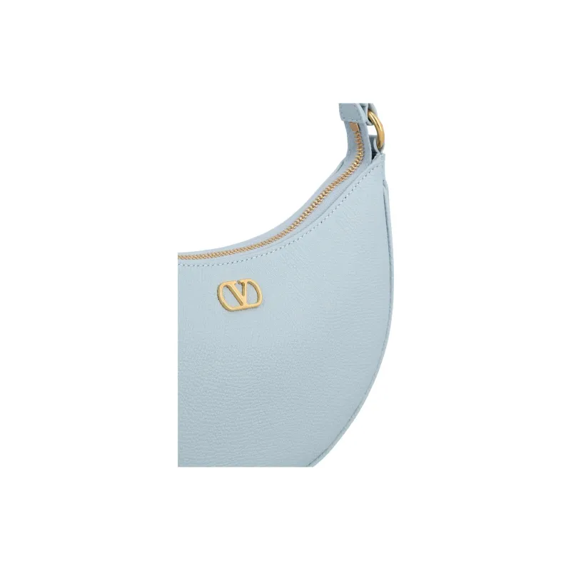 Valentino Vlogo Calfskin With Lambskin Shoulder Bag Mini Women's Light Blue-3