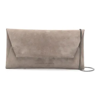 Brunello Cucinelli Calfskin Envelope Bag, Shoulder Bag Women's Almond Beige