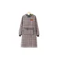 Plaid Leather Label Cloak-Rose Red