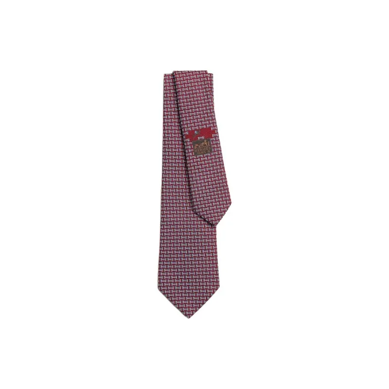 HERMES Silk, Mulberry Silk Ties Men's Red-0