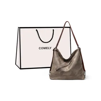 COMELY Synthetic Leather One Shoulder Crossbody Tote Medium Size Women's Khaki