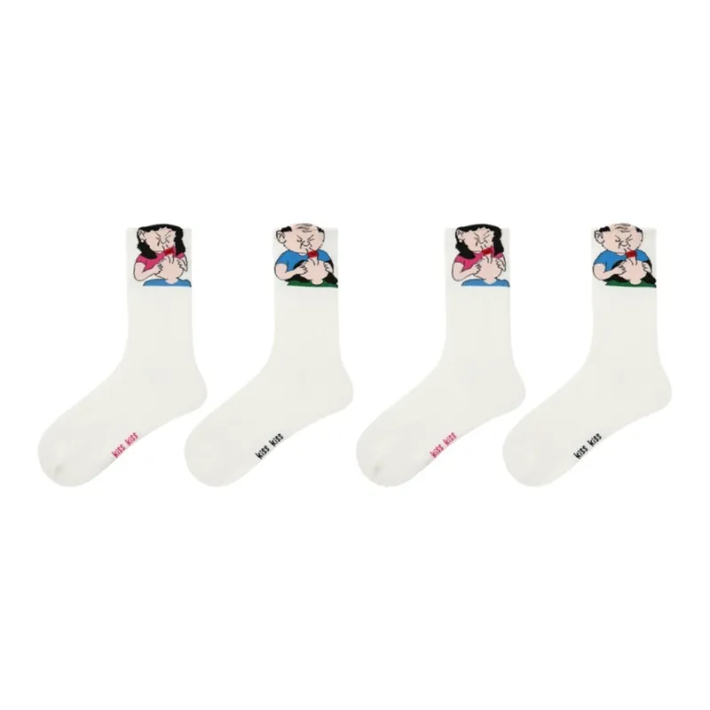 Vine Color Mid Calf Socks Unisex 4 Pack-0