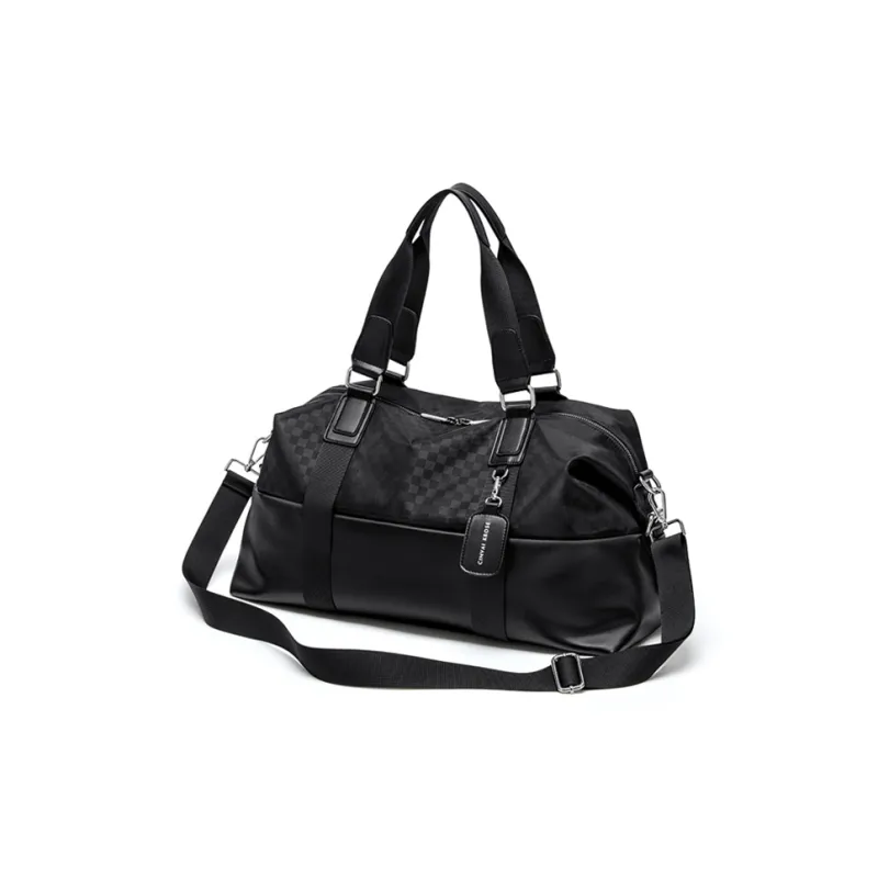 Simvay Clos Fabric With Synthetic Leather Sports & Fitness Luggage Bag Travel Bag Unisex Black-2