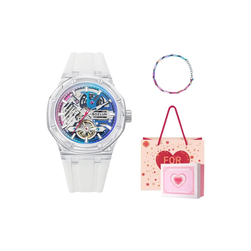 BOZLUN Phantom Collection Acrylic Transparent Caseback Automatic Mechanical Movement Unisex Cut Out Dial-25