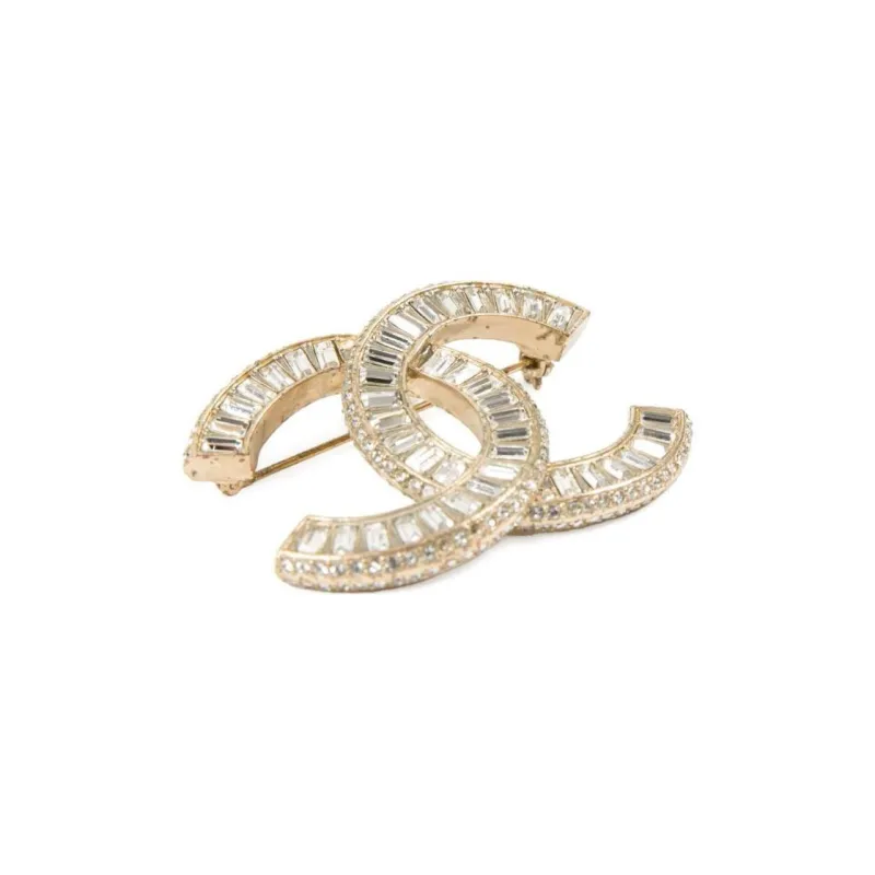 CHANEL 2015 Cc Crystal-embellished Brooch-2