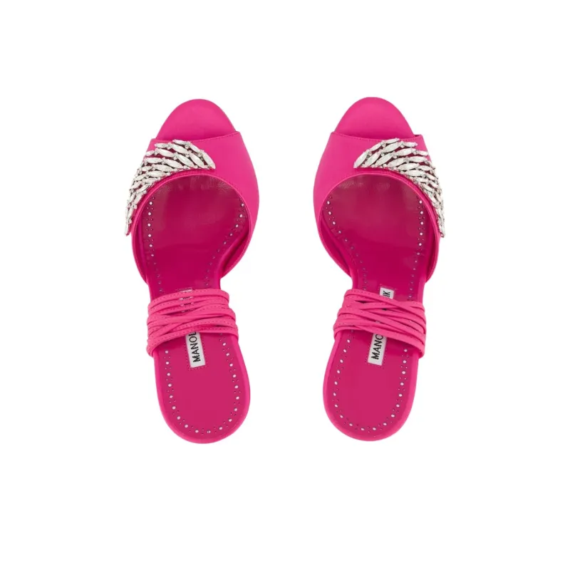 MANOLO BLAHNIK Plumena Strap Sandals 9cm Women's Pink-3