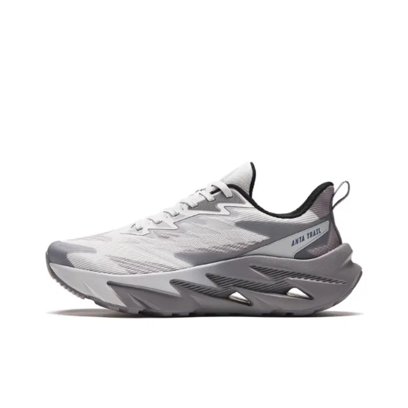 Anta Cushioning Wear Resistant Low Top Running Shoes Men's Gray White-1