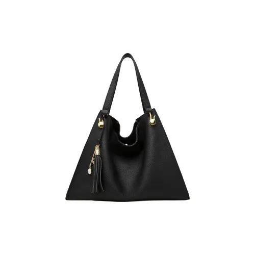 Geshiman Cow Leather Tote Regular Women's Black/Burgundy